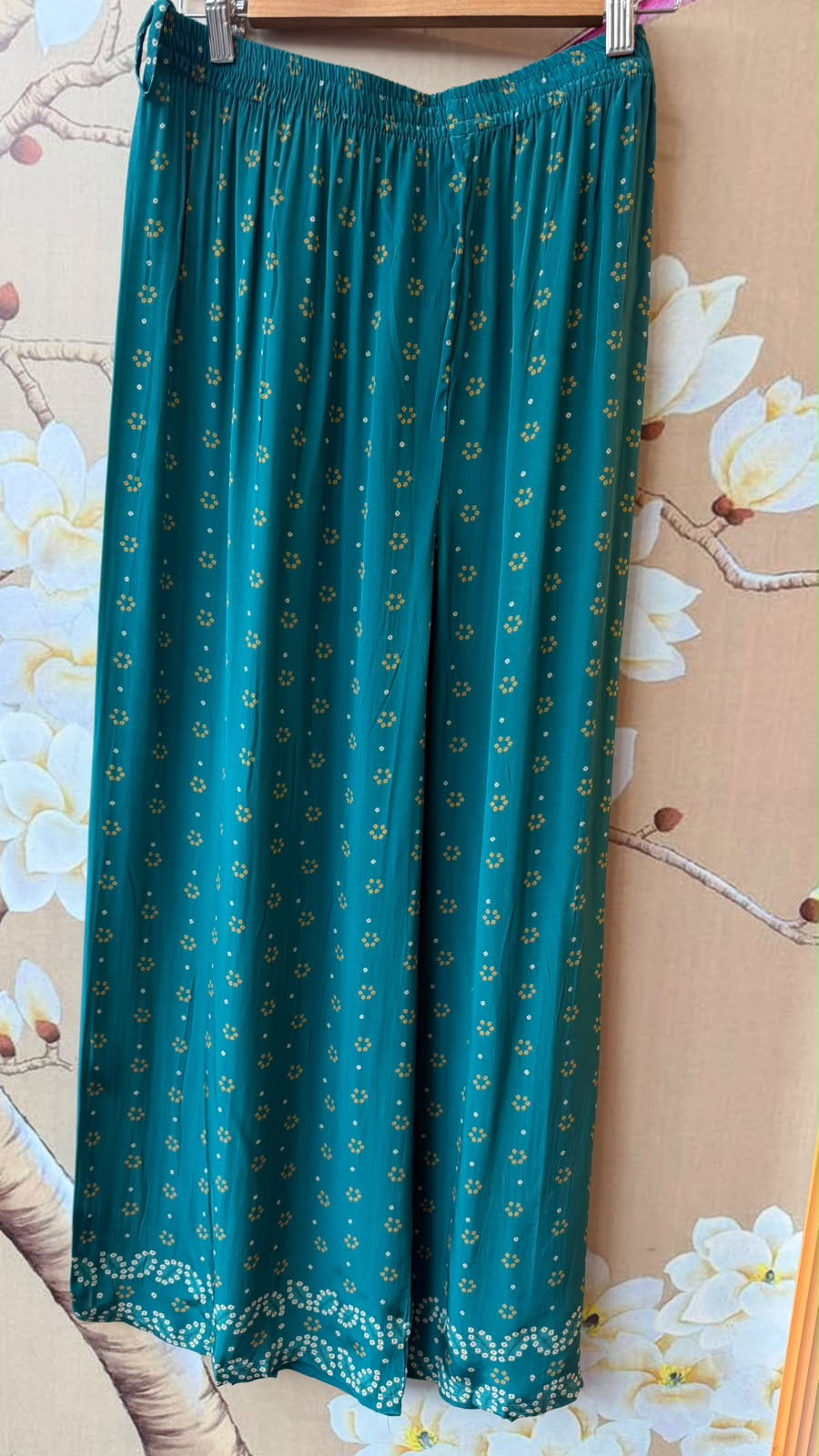 Pretty crepe bandhani co ord in blue