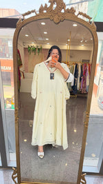 Pure Mul cotton designer back kurta pant in ivory