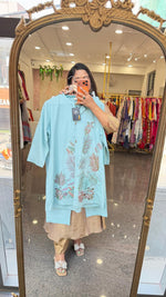 Ice blue katha stitched silly cotton lining co ord set