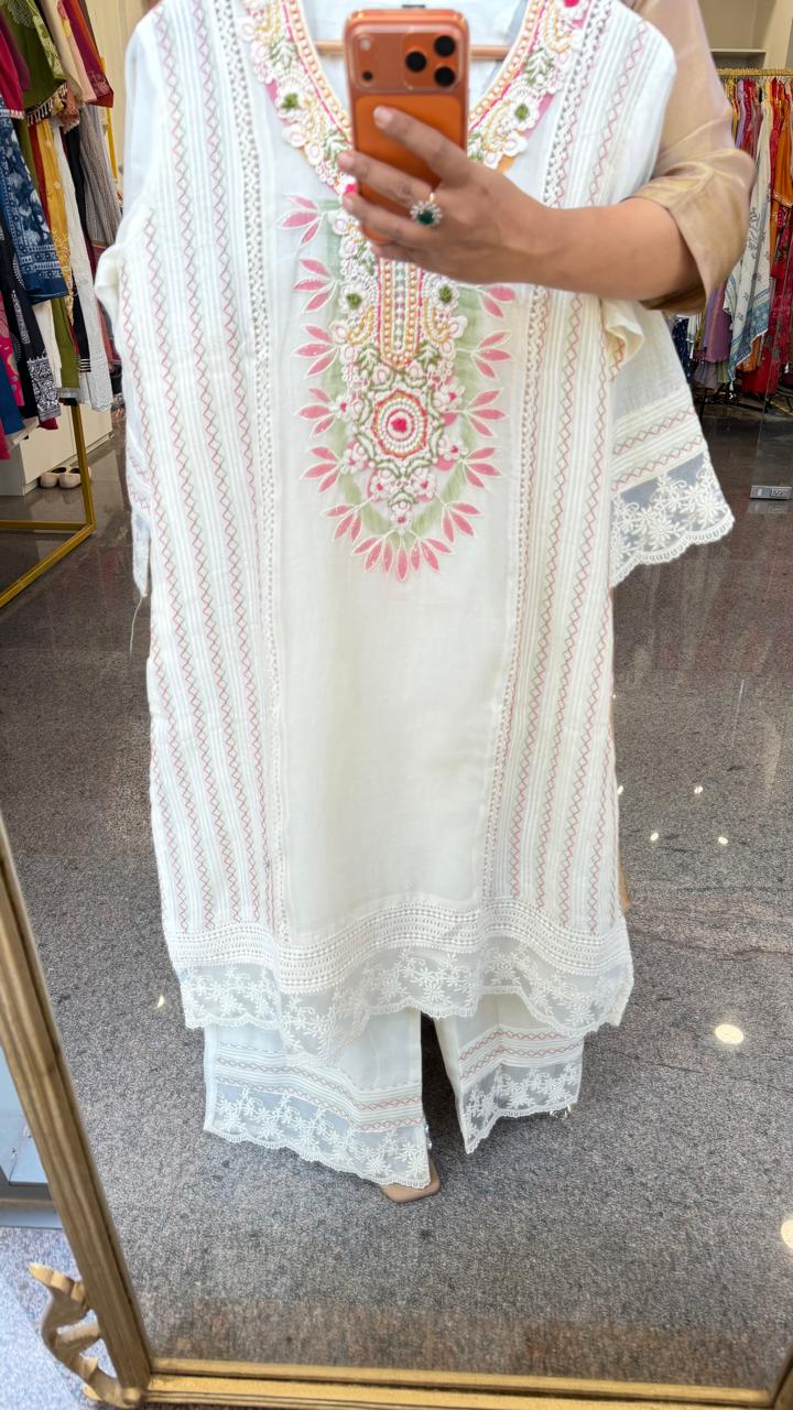 Premium jacquard cotton embroidered suit set