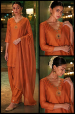 Real mirror farshi salwar suit set in orange