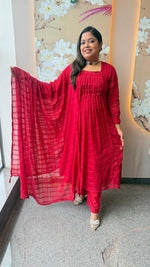 Super soft Kota checks lining suit set in red