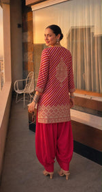 Pretty crepe silk farshi salwar co ord set in pink