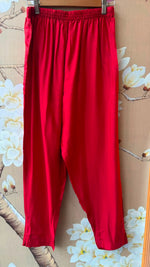 Russia silk lakri patta mul lining suit set in red ( true to size )