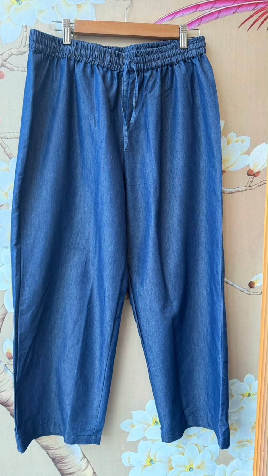 Super soft embroidered denim cotton co ord in blue