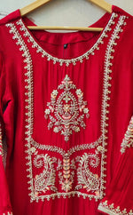 Premium chinon heavy handwork full intricate detailing in red