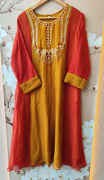 Pure Banarasi Mul chanderi suit set in orange