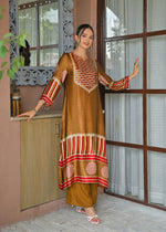 Premium gaji silk kurta pant with coin detailing in gold