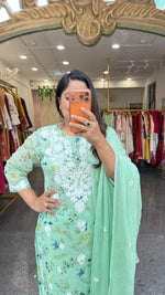 Pure Mul cotton lining chikankari suit set in mint green