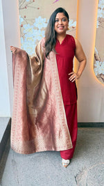 Pretty silk farshi suit set paired with Banarasi dupatta