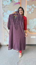 Silly cotton lace detailing full suit set with pockets in pant in wine