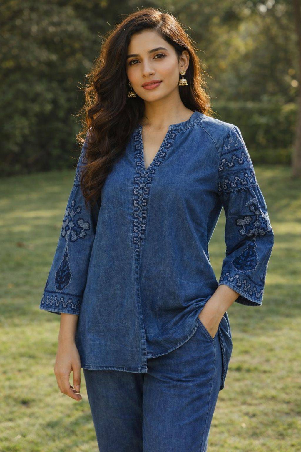 Super smart soft denim cotton co ord set