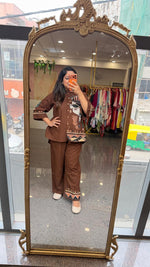 Super smart digital printed co ord set in brown