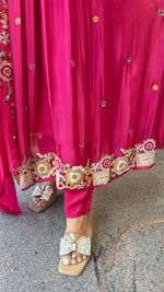 Premium chinon handwork Anarkali suit set in pink