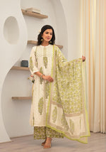 Pure cotton block print plazzo suit set