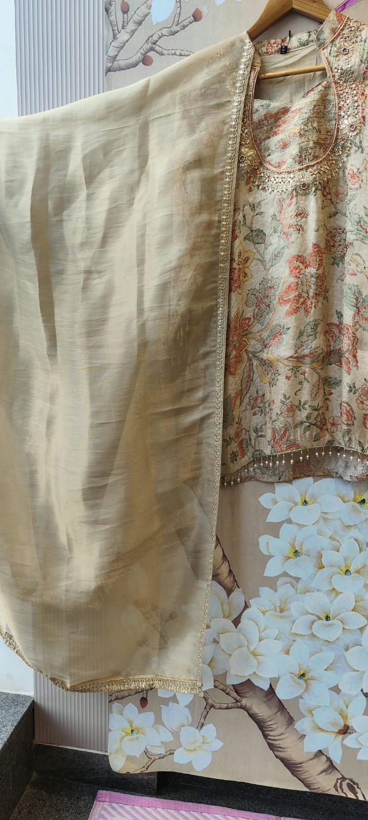 Premium brocade farshi salwar suit set in cream