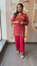 Premium pure crepe patola Co ord in red