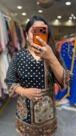 Pure crepe lining farshi salwar co ord in black polka dot