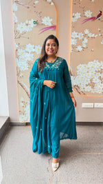 Pure Mul cotton real mirror rama blue full suit set in rama