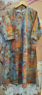 Linen Cotton Kurta Pant in Light Blue