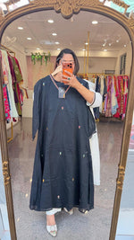 Pure Mul cotton designer back kurta pant in black