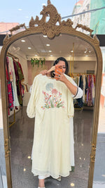 Pure Mul cotton designer back kurta pant in ivory