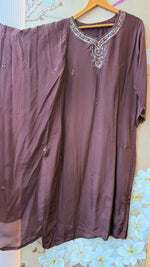 Premium chinon handwork full suit set in brown