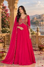 Premium chinon handwork gown with lining