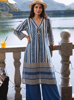 Pure Mul silk designer co ord in blue