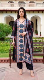 Premium mul silk ajrakh suit set