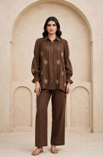Super pretty cotton embroidered in brown