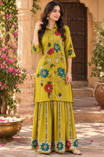 Premium crepe Kalamkari co ord in yellow