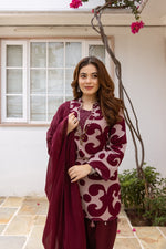 Soft cotton flex farshi salwar suit set in wine