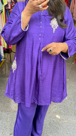 Dola silk handwork Co ord in purple