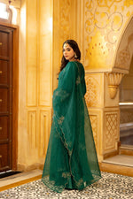 Gorgeous suit back in new colour! Santoori silk dress plazzo set with intricate embroidery in green