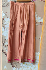 Russian silk full sequins peach suit with rani pink highlight