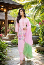 Pretty and premium fully embroidered suit set in pink