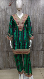 Pure crepe front n back link co ord in green