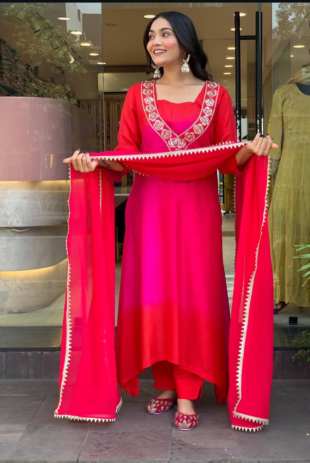Premium dola silk in ombré effect suit set
