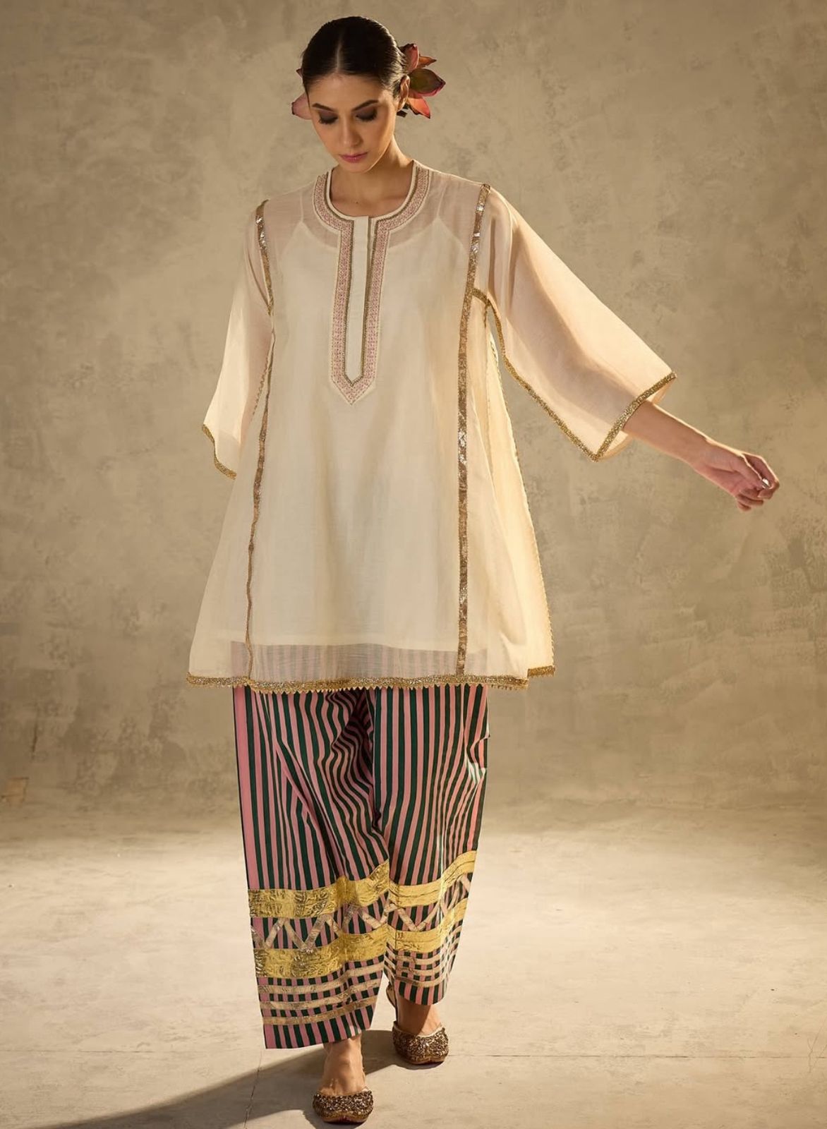 Mul chanderi gotta lining co ord