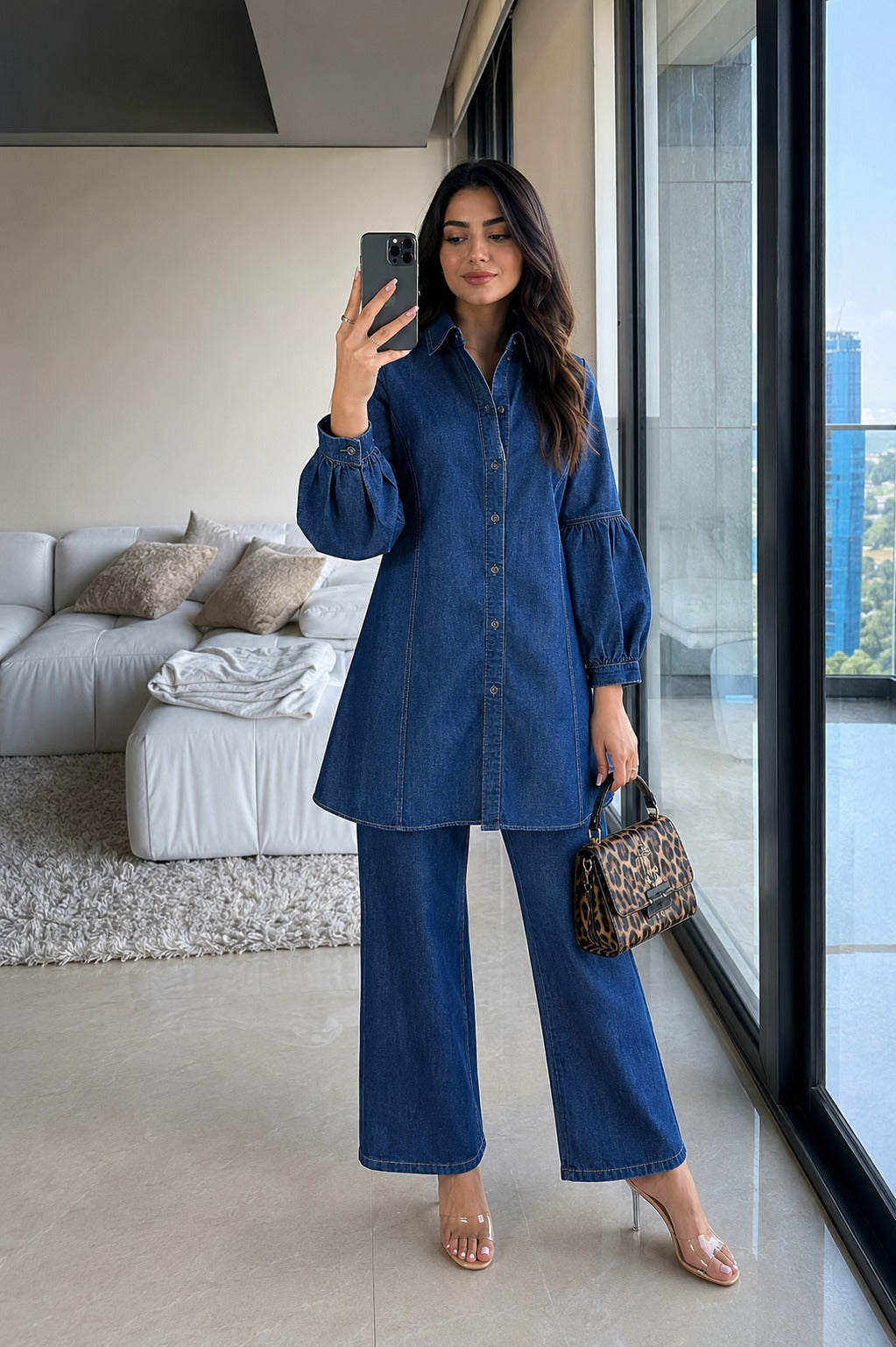 Super smart denim cotton co ord in blue