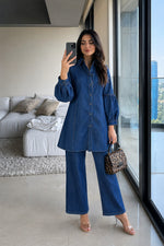 Super smart denim cotton co ord in blue