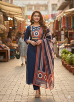 Pure cotton suit set in blue