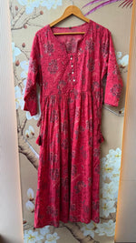Premium cotton Anarkali suit set pink
