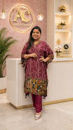 Premium pure crepe bandhani Kalamkari kaftan