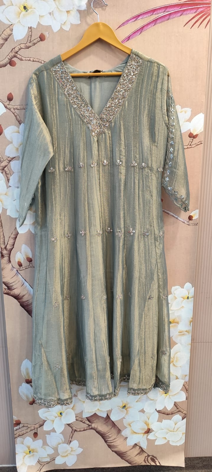 Beautiful salsa Anarkali with mirror detailing full suit set in blue