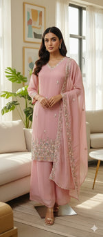 Premium tissue in pink pearl detailing suit set
