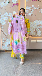 Lilac lace detailing pure cotton suit set