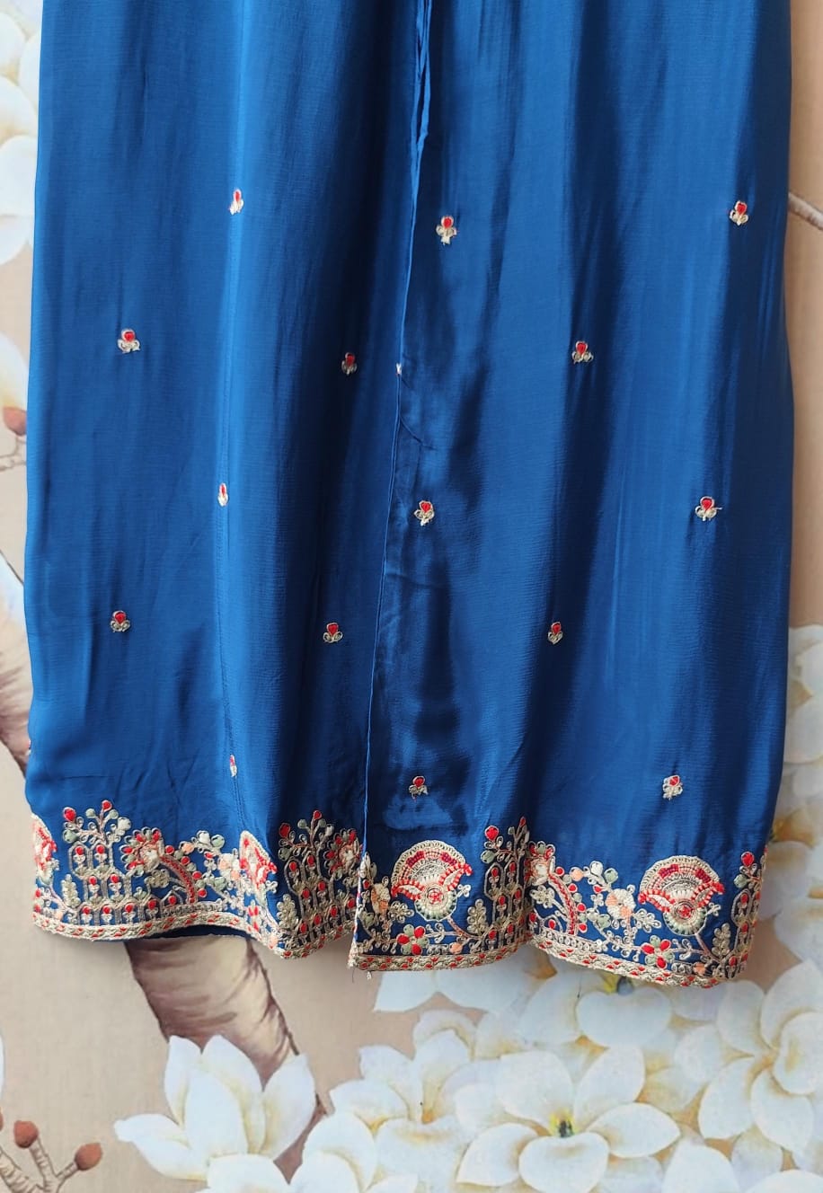 Super handwork premium chinon full suit set in Royal blue