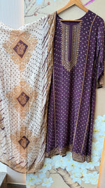 Pure crepe lining suit set in purple
